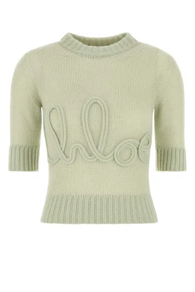 Chloé Maglione In Misto Alpaca Verde Pastello Donna In Green