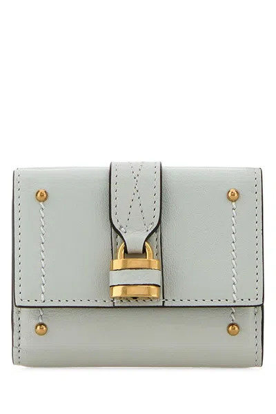 Chloé Chloe Pastel Light Blue Leather Mini Paddington Wallet In Green