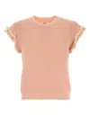 Chloé Cap-sleeved Wool Knit Top In Pinkyorange
