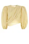 Chloé Draped Wrap-effect Cropped Silk-satin Blouse