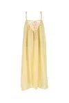 Chloé Lace-trimmed Silk Midi Dress In Yellow