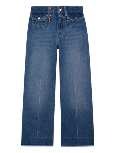 Chloé Kids' Patch Pocket Charm Denim Trousers In Blue