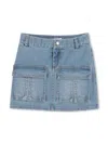 Chloé Logo-patch Denim Skirt In Blue