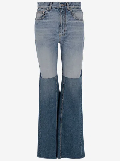 Chloé Patchwork Cotton Denim Jeans In Blue