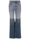 Chloé Patchwork Cotton Denim Jeans In Blue