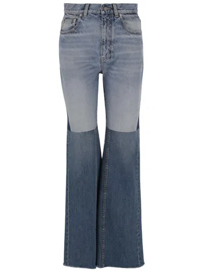 Chloé Patchwork Cotton Denim Jeans In Blue
