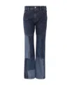 Chloé Patchwork Cropped Flared Jeans In Black