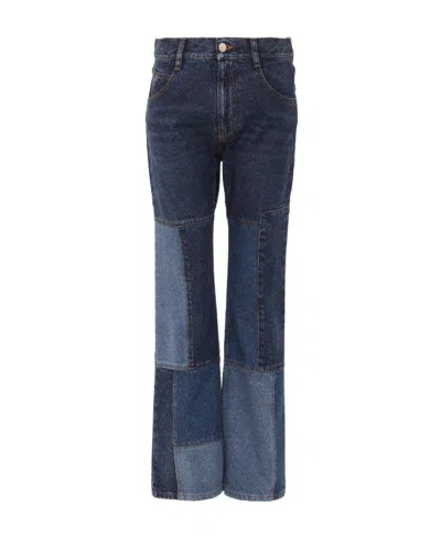 Chloé Patchwork Cropped Flared Jeans In Black