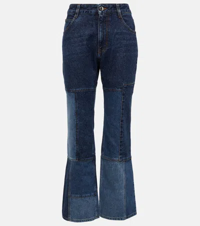 CHLOÉ CHLOÉ PATCHWORK CROPPED FLARED JEANS