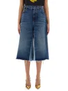 Chloé Patchwork Denim Bermuda Shorts In Blue