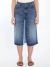Chloé Patchwork Denim Bermuda Shorts In Blue