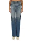 Chloé Patchwork Rigid High-rise Flared-leg Jeans In Denim