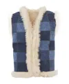 Chloé Patchwork-denim Reversible Gilet In Blue