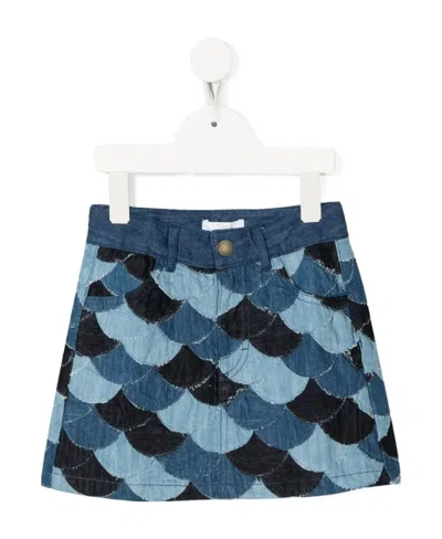 Chloé Patchwork-detail Denim Skit In Blue