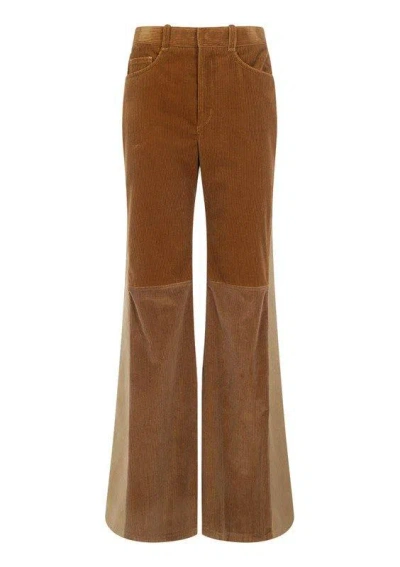 CHLOÉ PATCHWORK FLARED TROUSERS