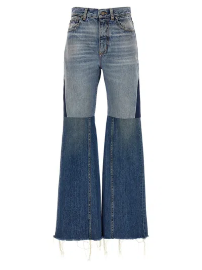 Chloé Patchwork Rigid High-rise Flared-leg Jeans In Multicoloured
