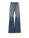 Chloé Patchwork Rigid High-rise Flared-leg Jeans In Blue