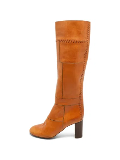 Pre-owned Chloé Patchwork Knee-length Boots In Neutral