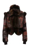 Chloé Patchwork Leather Bomber Jacket In Brown