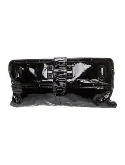 Pre-owned Chloé Patent Leather Clutch In Black