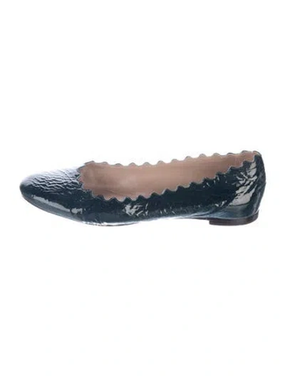 Pre-owned Chloé Patent Leather Flats In Blue