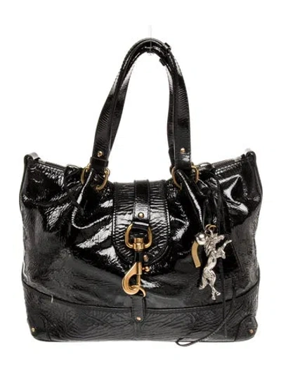 Pre-owned Chloé Patent Leather Kerala Patent Leather Tote 25 In Black