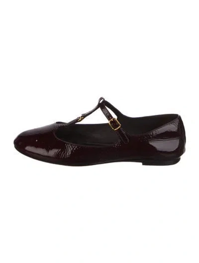 Pre-owned Chloé Patent Leather Mary Jane Flats In Brown