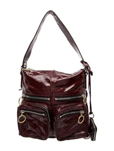 Pre-owned Chloé Patent Leather Shoulder Bag In Burgundy