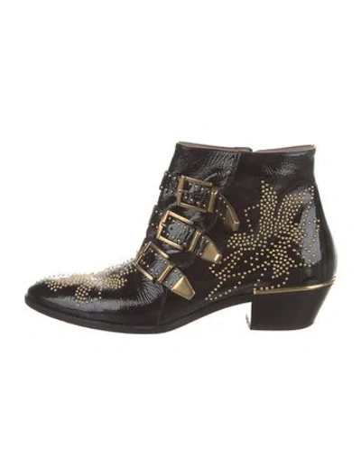 Pre-owned Chloé Patent Leather Studded Accents Boots In Multi