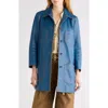Chloé Cowhide Leather Coat With Patch Pockets In Blue
