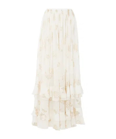 CHLOÉ JACQUARDED LUREX MAXI SKIRT