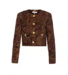 Chloé Multicolor Cropped Jacket With Round Neck And All-over Motif In Cotton Blend Woman
