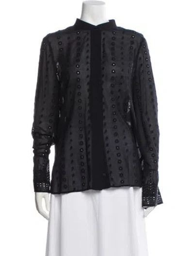 Pre-owned Chloé Patterned Long Sleeve Blouse In Blue