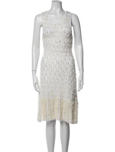 Pre-owned Chloé Patterned Midi Length Dress W/ Tags In White