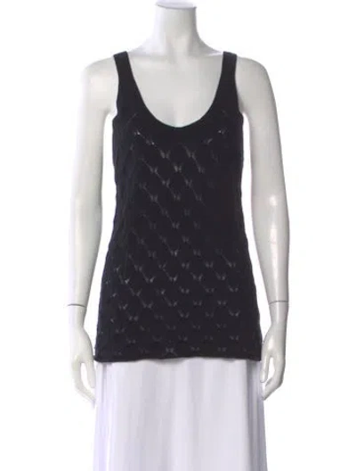 Pre-owned Chloé Patterned Scoop Neck Top In Black