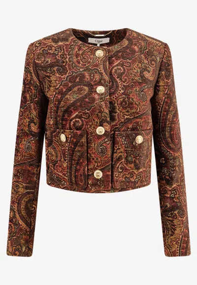 Chloé Patterned Single-breasted Blazer In Brown