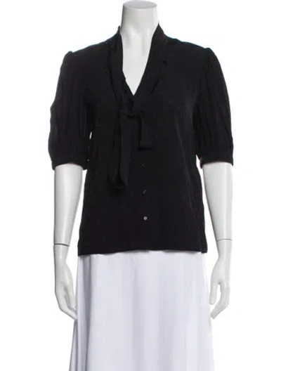 Pre-owned Chloé Patterned Tie Neck Blouse In Black