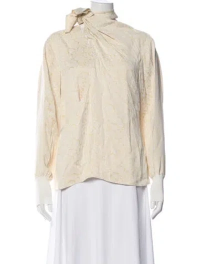 Pre-owned Chloé Patterned Tie Neck Blouse W/ Tags In Yellow