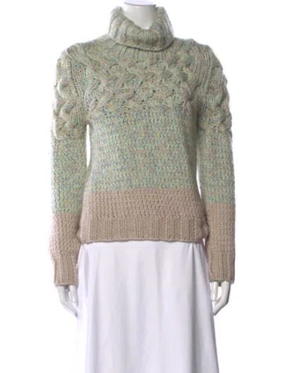 Pre-owned Chloé Patterned Turtleneck Sweater In Green
