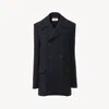 Chloé Pea Coat In Double Wool Crêpe Blue Size 6 100% Wool, Horn Bubalus Bubalis, Farmed, Coo India In Blue