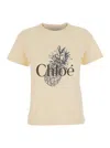 Chloé Women Pink Crewneck T-shirt With Maxi Logo Print On The Front In Cotton Woman In Neutral