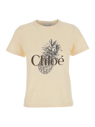 CHLOÉ PEACH BABY FIT LOGO T-SHIRT