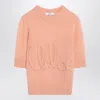 Chloé Alpaca Wool And Silk Knit Elbow-sleeve Logo Sweater Clothing In Orange