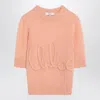 Chloé Alpaca Wool And Silk Knit Elbow-sleeve Logo Sweater Clothing In Orange