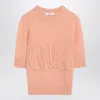 Chloé Wool And Silk Logo-applique Top In Pink