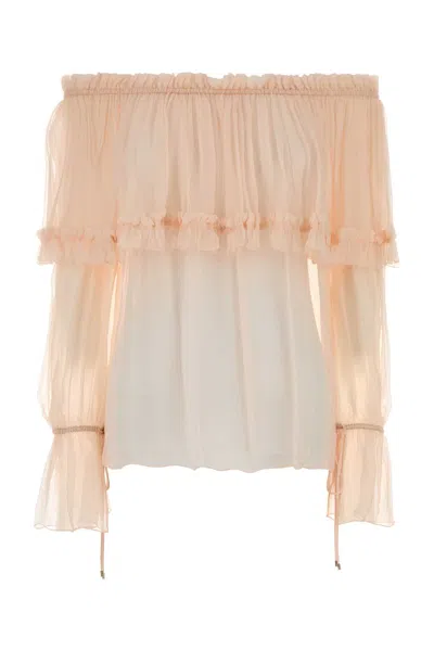 Chloé Peach Crepe Blouse In Orange