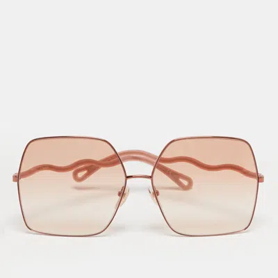Pre-owned Chloé Peach Gradient Ch0054s Oversized Sunglasses In Orange