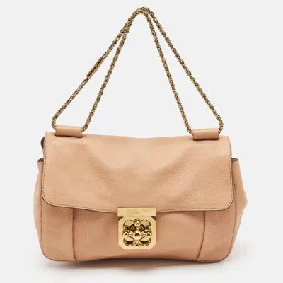 Pre-owned Chloé Peach Leather Medium Elsie Shoulder Bag In Orange