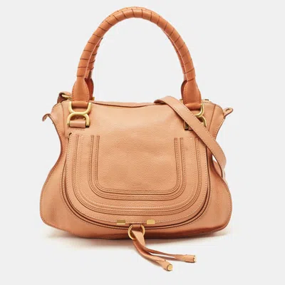 Pre-owned Chloé Peach Leather Medium Marcie Shoulder Bag In Orange