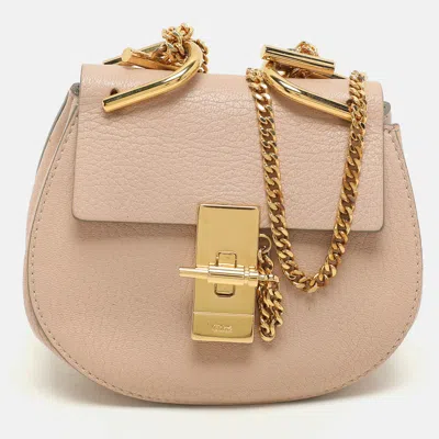 Pre-owned Chloé Peach Leather Nano Drew Shoulder Bag